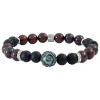 Bracelet perle de Tahiti gravée, Jaspe rouge, Agate noire et pierre de lave