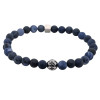 Sodalite bracelet with frosted appearance and steel pearl motif