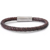 Bracelet cuir tressé rond, fermoir brillant