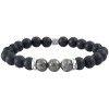 Polished Pyrite and Black Agate Bracelet - 8mm