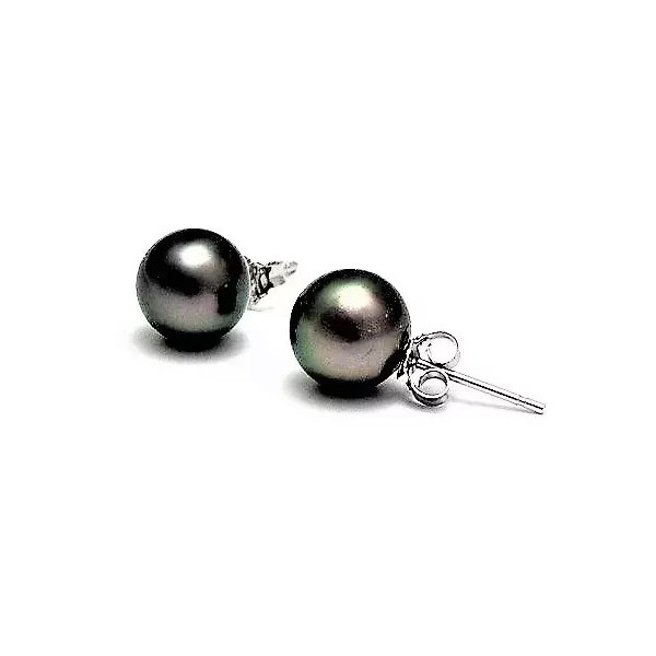 Black Tahitian pearl stud earrings