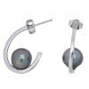 Silver hoop earrings Tahitian pearls - Oreva