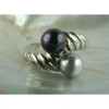 Duo silver ring with two Tahiti pearls