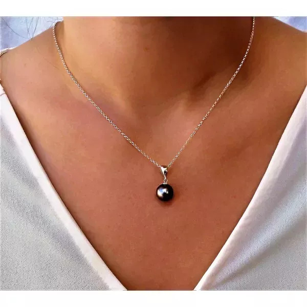 Sterling silver Tahitian pearl 10-10,5 mm pendant